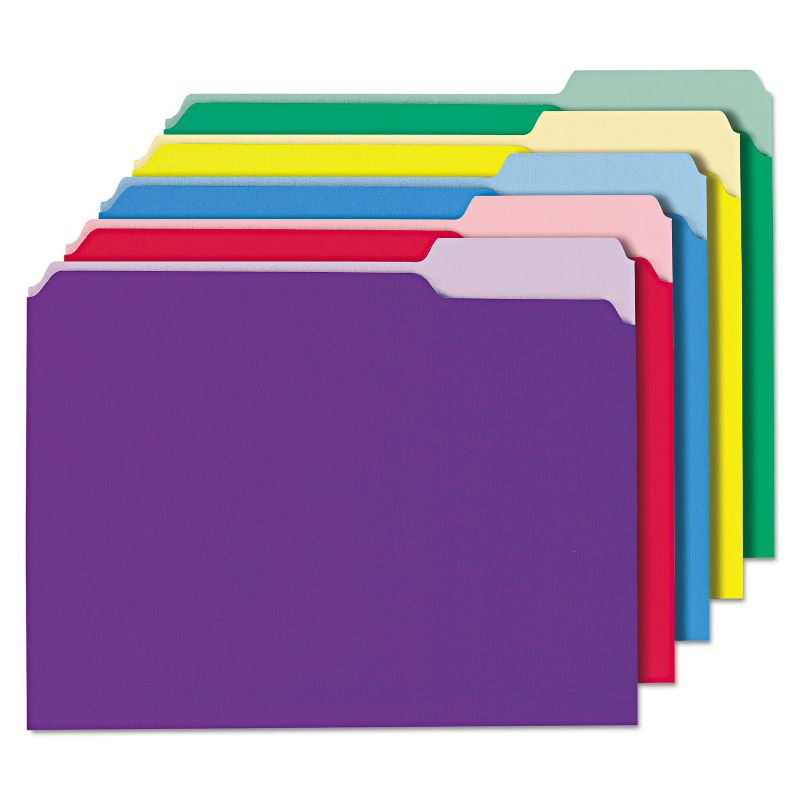 UNIVERSAL Recycled Interior File Folders 1/3 Cut Top Tab Letter Assorted 100/Box 12306, 1 of 5