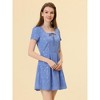 Allegra K Women's Printed Summer Casual Square Neck Short Sleeve Fit and Flare Dress - 2 of 4