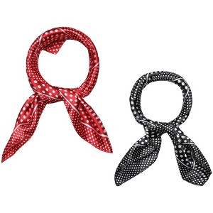 Allegra K Women's Satin Printed Square Kerchief Hair Wrap Neck Scarf 2Pcs - 1 of 4