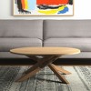 HomeRoots 42" Natural Solid Wood Round Cross Legs Coffee Table - 2 of 4