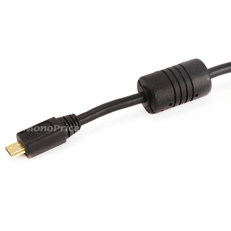 Monoprice USB 2.0 Cable - 15 Feet - Black | USB Type-A Male to Micro Type-B 5-pin Male 28/24AWG Cable with Ferrite Core, Gold Plated, 3 of 4