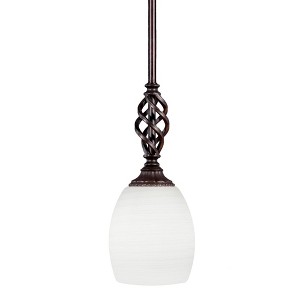 Toltec Lighting Elegante 1 - Light Pendant in  Dark Granite with 5" White Linen  Shade - 1 of 1