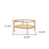 HomeRoots 34" Clear and Natural Glass and Solid Wood Round Coffee Table With Shelf - 3 of 4