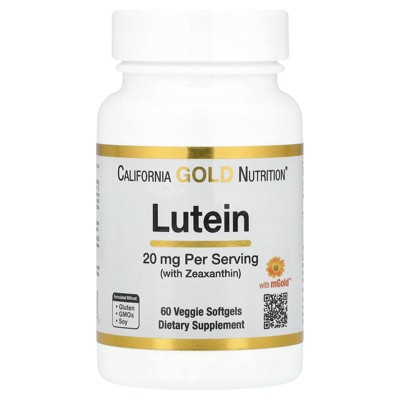 California Gold Nutrition Lutein with Zeaxanthin from Marigold Extract, 20 mg, 60 Veggie Softgels