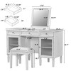 Resenkos 2-in-1 Vanity Desk with Flip-Top Mirror, Dressing Table Set with Drawer & Cabinet, White Oak - 2 of 4