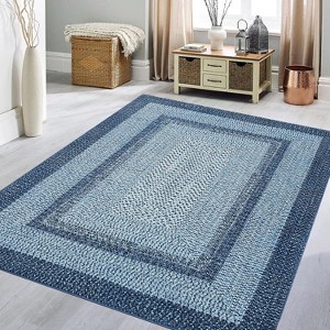 Modern Washable Area Rug, Non Slip Indoor Print Mat For Living Room Bedroom Dining Room Kitchen Enterway, Low Pile Stain Resistant Foldable Carpet - 1 of 4