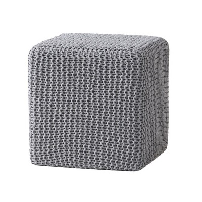 Square Pouf Footstool Ottoman, Knit Bean Bag Floor Chair, Small Furniture, Cotton Handmade Knitted Footstool For Living Room, Bedroom, Kids Room