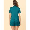 cheibear Women's Silky Satin Button Down Shirt with Shorts Sleepwear Pajama Sets - 3 of 4