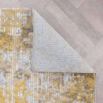 Yellow and Gray Abstract Synthetic 5' x 7' Area Rug