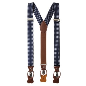 Jacob Alexander Men’s Polka Dot Y-Back Suspenders – Convertible Clips & Leather Ends - 1 of 3
