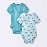 Baby Boys' 2pk Clouds Short Sleeve Wide Rib Bodysuit - Cloud Island™ Blue