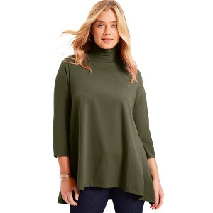 June + Vie by Roaman's Women's Plus Size One+Only Mock-Neck Tunic - 1 of 4