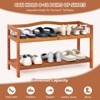 Tangkula Freestanding 2-Tier Wood Shoe Rack Shelf Storage with 4 Metal Hanging Bars - 3 of 4
