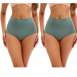 INSPIRE CHIC 2 Pcs Women's High-Waisted Tummy Control Underwear Briefs Flatten Panties - 1 of 4