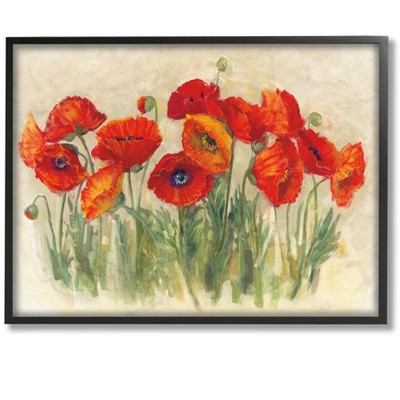 Stupell Industries Red Poppy Florals Soft Green Meadow Grass