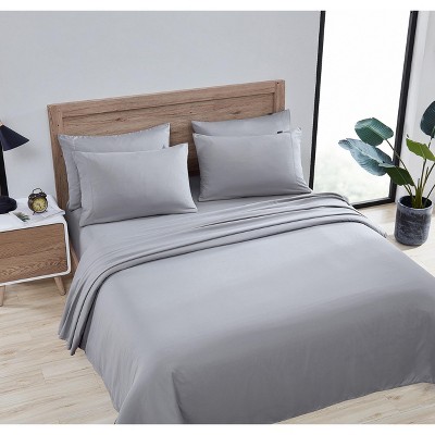Gray Queen Organic Solid Microfiber Bedding Set