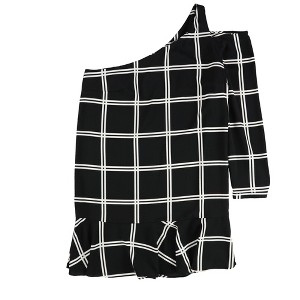 bar III Womens Grid One Shoulder Dress - 1 of 2