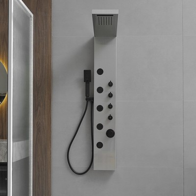 Black Nickel 5-Jet Rainfall Shower Panel System with Handheld Shower