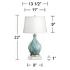 360 Lighting Cirrus Modern Accent Table Lamp with Square White Marble Riser 22" High Blue Gray Drum Shade for Bedroom Living Room Office House Home - 4 of 4
