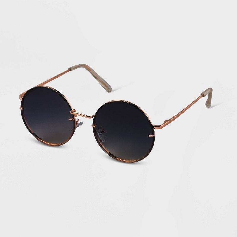Women&#39;s Oversized Metal Round Sunglasses - A New Day&#8482; Gold, 2 of 5