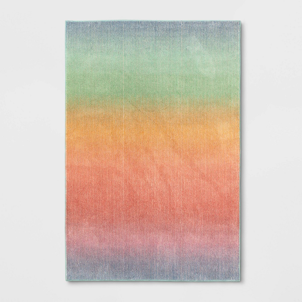 Photos - Area Rug 5'x7' Ombre Neon Rainbow Tufted Kids' Rug - Pillowfort™