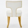 Lyngins Modern Armless Dining Chair Set of 2, Chenille Kitchen Chair with Wooden Legs & Copper Nail, Upholstered Accent Chair with Curved Backrest - 4 of 4