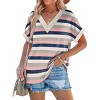Womens Summer Tops V Neck Outfits Clothes Short Dolman Sleeve Blouses 2025 Fashion Shirts - 2 of 4