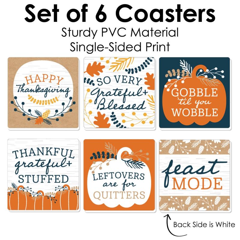 Big Dot of Happiness Happy Thanksgiving - Funny Fall Harvest Party Decorations - Drink Coasters - Set of 6, 5 of 9