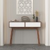 GlasFlength Console Tables Modern Entryway Storage Table with Sliding Doors and Wooden Legs for Living Room Hallway, Brown, 39.4"*13.77"*29.52" - 2 of 4