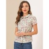 INSPIRE CHIC Women's Summer Peter Pan Collar Button Front Vintage Floral Print Blouse - 2 of 4