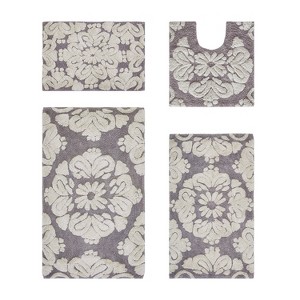 Medallion Collection 4 Piece 100% Cotton Tufted Bathroom Rug Set  with Non-Slip Backing, Machine Washable, Tumble Dry Bath Mat - 1 of 4