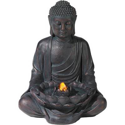 John Timberland Zen Buddha Outdoor Water Fountain LED Light Meditating for Yard Garden