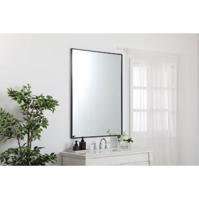 Elegant 36" Black Metal Frame Rectangular Mirror