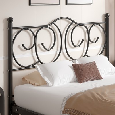 VECELO Metal Full/Queen/King Size Headboard, Modern Farmhouse Style, Easy Assembly Metal Headboard for Bedroom, Black