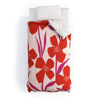 Deny Designs Maritza Lisa Red and Pink Floral Pattern Comforter Set Red
