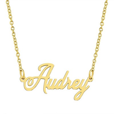 Kisper 18k Gold Plated Stainless Steel Personalized Name Pendant ...