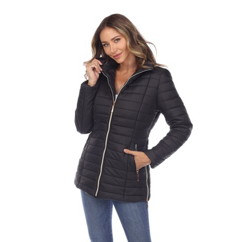 Women's Faux Leather Puffer Jacket, Puffy Coat - S.e.b. By Sebby Black  Large : Target