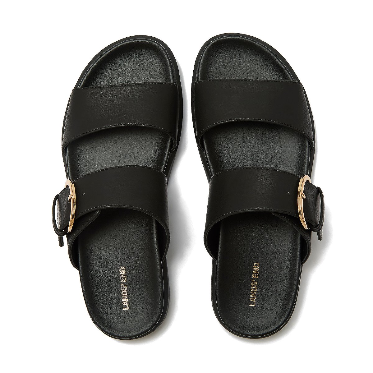 Женские сандалии Lands' End Women's All Day Comfort Buckle Slides - 8 - Black — фото 2