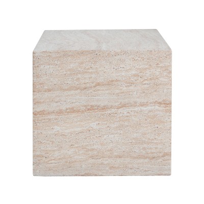 Christopher Knight Home Genevra Outdoor Square Shape Travertine Lightweight Concrete Side Table