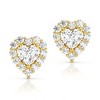 Pompeii3 1.30Ct Heart Shape Diamond Halo Studs White or Yellow Gold Lab Created - 4 of 4