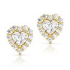 Pompeii3 F/VS 1.30Ct Heart Shape Diamond Halo Studs White or Yellow Gold Lab Created - image 4 of 4