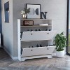 TIRAMISUBEST Light Oak and White Shoe Rack with 2 Shelves and Superior Top - Versatile Storage Solution - 2 of 4