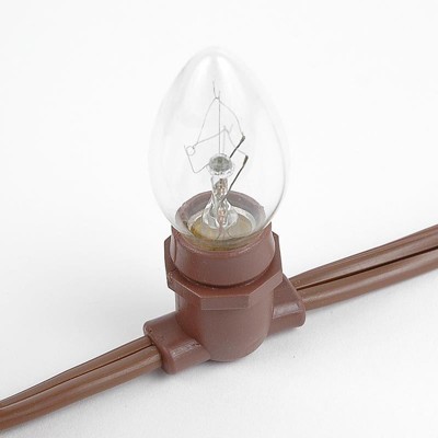 Warm White LED Globe Outdoor String Lights with Brown Wire, 100 Feet