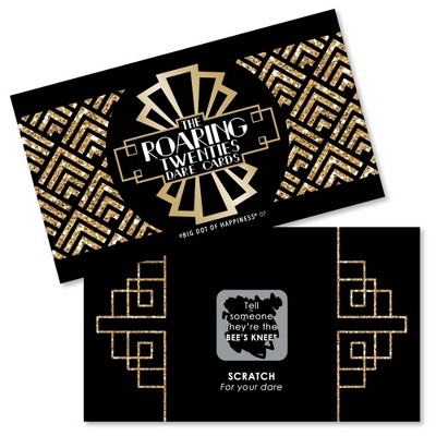 Big Dot of Happiness Roaring 20's - 1920s Art Deco Jazz Party Game Scratch Off Dare Cards - 22 Count
