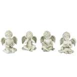 Northlight Set of 4 Sitting Cherub Angel Outdoor Patio Garden Statues 6.5" - Gray