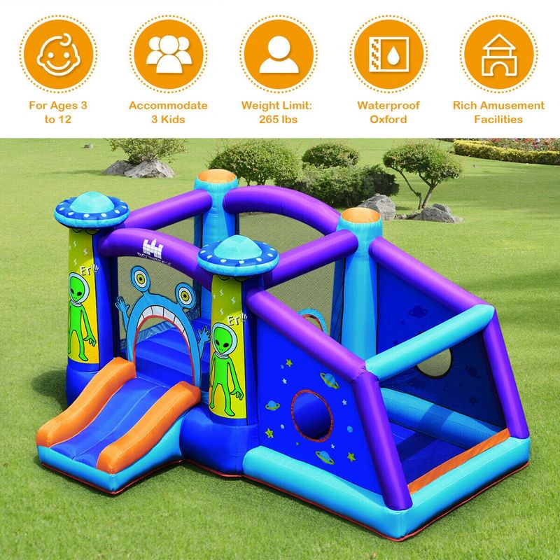 Costway Inflatable Bouncer Alien Bounce House Kids Jump Slide Ball Pit w/480W Blower, 5 of 11