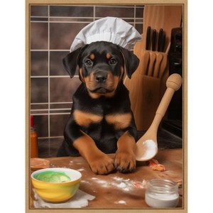 Amanti Art Rottweiler Puppy Chef by Andreas Magnusson Framed Canvas Wall Art - 1 of 4