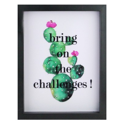 Northlight LED Lighted 'Bring on the Challenges' Cactus Framed Light Box 9" x 7"