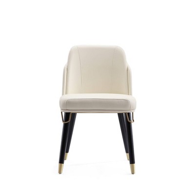 Estelle Cream & Black Faux Leather High-Back Side Chair