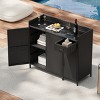 47.5"W Outdoor Wicker Storage Cabinet, Patio Bar Table with Tempered Glass Desktop, Buffet Cabinet Sideboard for Poolside, Patio, Backyard - 2 of 4
